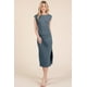 thumbnail image 1 of Vestido Midi Con Cuello Barco Espalda Abierta Y Mangas Cortas, 1 of 4