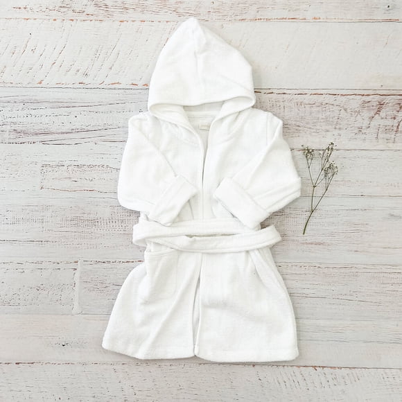 Bata de Baño Blanca Algodón Pima Bebé - Talla 1 AÑO