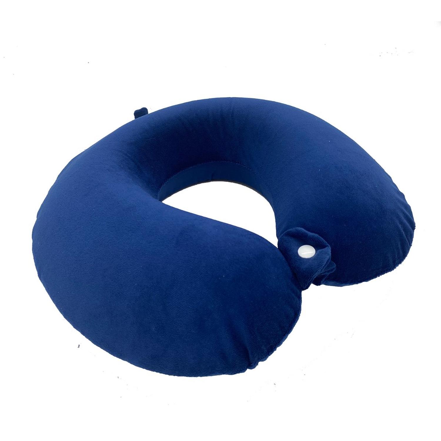 Maxcare - Almohada Cervical Soft Viscoelastico Viajes 30X29X9 Cm Azul