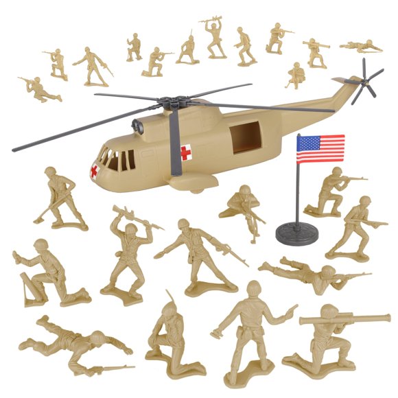 Helicóptero Playset TimMee Plastic Army para hombre con 24 soldados