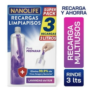 Nanolife - Limpiapisos Desinfectante - Aroma Lavanda - Recarga (3X)
