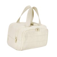 Magideal - Bolsa De Aseo De Viaje Organizador Neceser Estuche Cosmético Impermeable De Poliéster Con Bolsillos Elásticos Y Cremalleras Adecuado Para Mujeres Y Beige