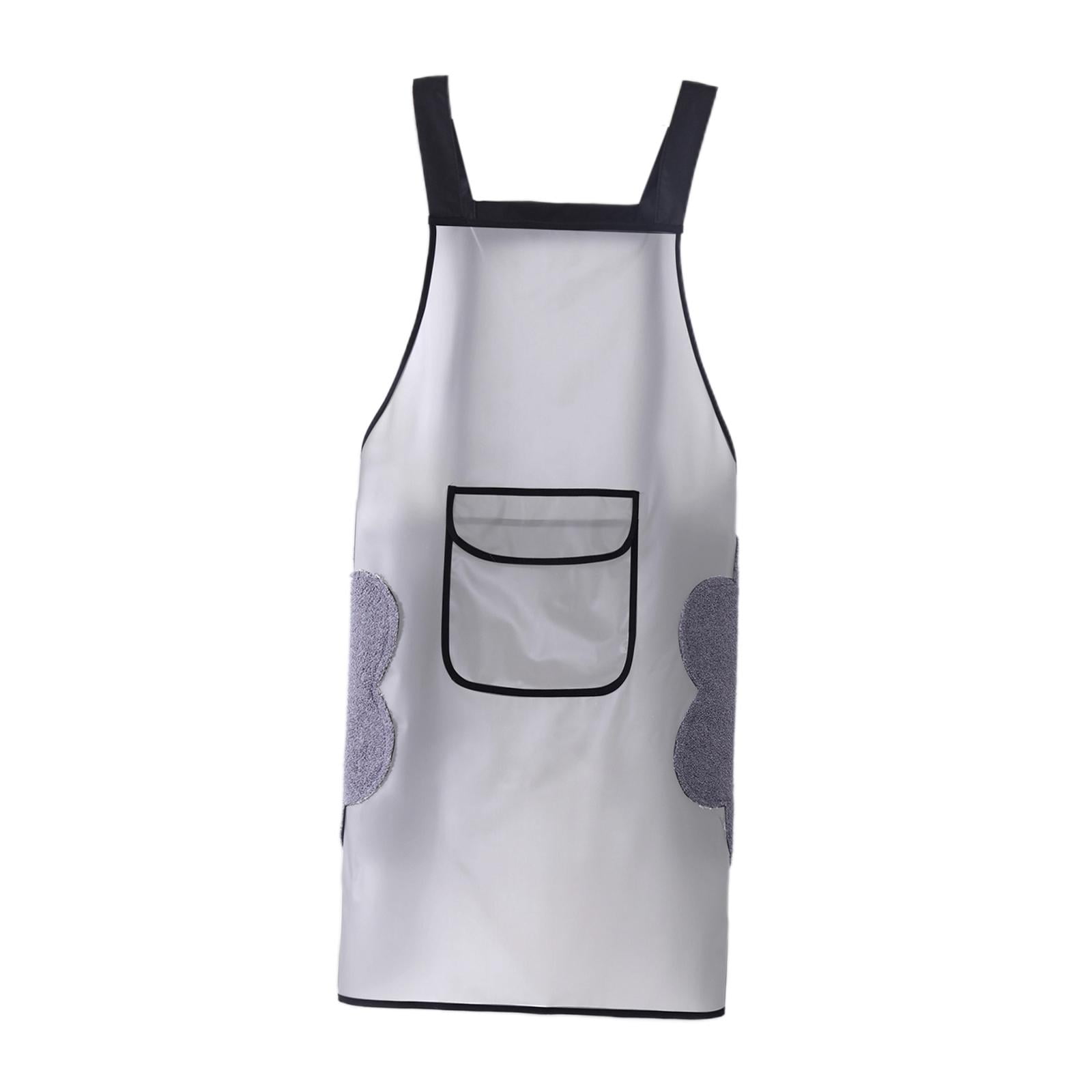 Magideal - Delantal De Trabajo, Delantal De Cocina Con Bolsillo Para Limpiar Las Manos, Delantal Para Lavar Platos, Delantal Impermeable Para Cocinar Y Hornear, Blanco