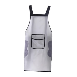 Magideal - Delantal De Trabajo, Delantal De Cocina Con Bolsillo Para Limpiar Las Manos, Delantal Para Lavar Platos, Delantal Impermeable Para Cocinar Y Hornear, Blanco