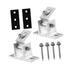 Magideal - 2 Piezas De Soporte De Montaje Para Panel Solar, Ángulo De Inclinación, Soporte De Aleación De Aluminio, Kit De Montaje En Techo, Tornillos De Fácil I