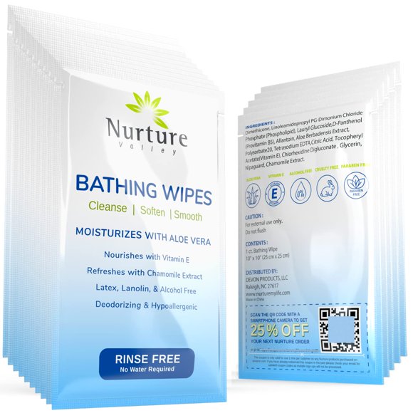 Toallitas de baño Nurture Valley Rinse Free para adultos, paquete de 40