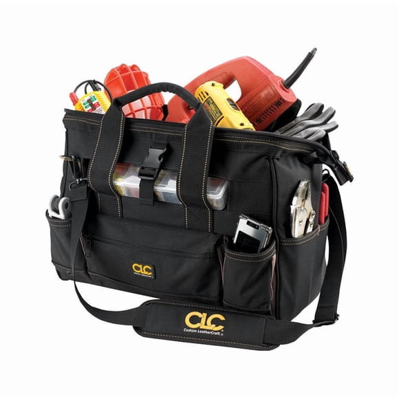 Bolsa CLC de poliéster con bandeja de plástico, 25 bolsillos, color negro/marrón