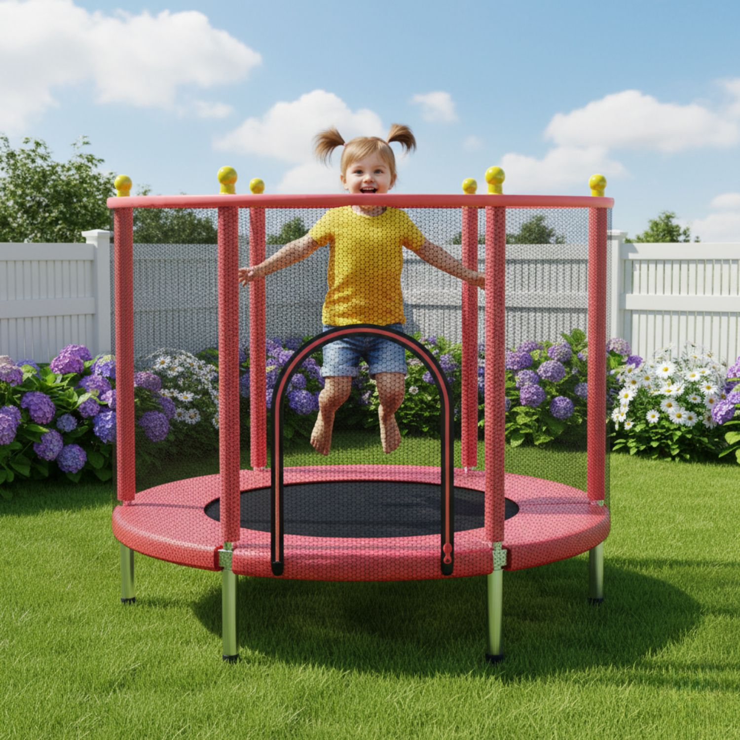 Babyluna - Mini Trampolín Cama Elástica 1.4M Para Niño Rojo