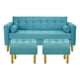 thumbnail image 1 of Sofa Retro 3c + 2 Pouf Felpa 01 Turquesa, 1 of 6