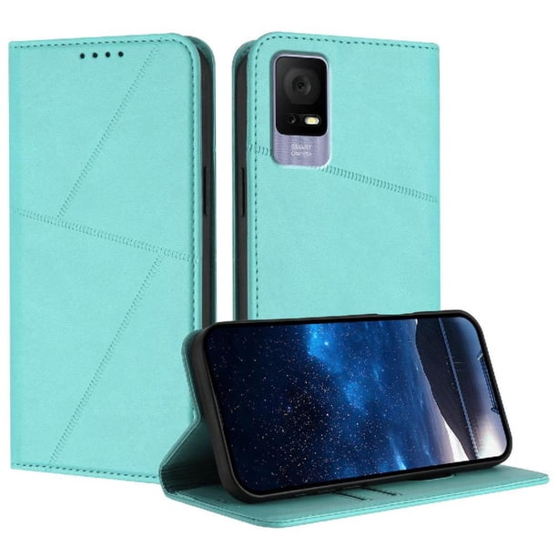 Funda Cartera Magnética para TCL 405 Protección Antichoque con Ranuras Verde