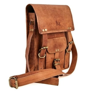 Bolso Bandolera De Cuero Natural, Estilo Vintage. Café. Franz Mossi