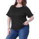 thumbnail image 4 of Agnes Orinda Camisetas Texturizadas para Mujer de Talla Grande con Mangas Cortas Enrolladas Cuello Redondo Blusas Básicas Casuales 2X Negro, 4 of 6