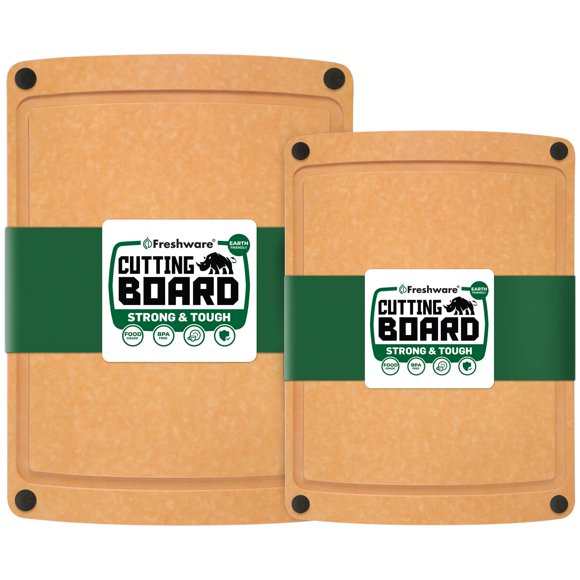 Juego de 2 tablas de cortar Freshware Wood Kitchen con Juice Groove