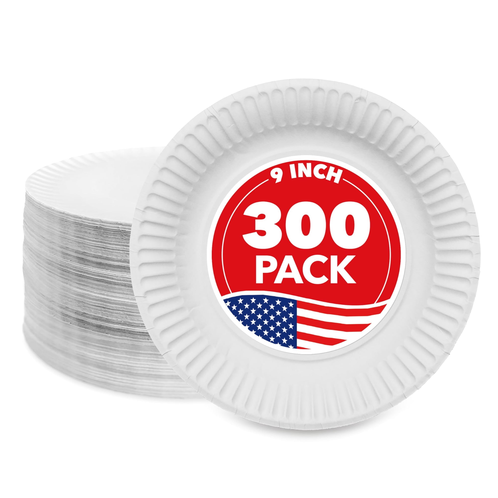 Platos De Papel Stock Your Home, 9 Pulgadas, Sin Estucar, Blancos, Paquete De 300