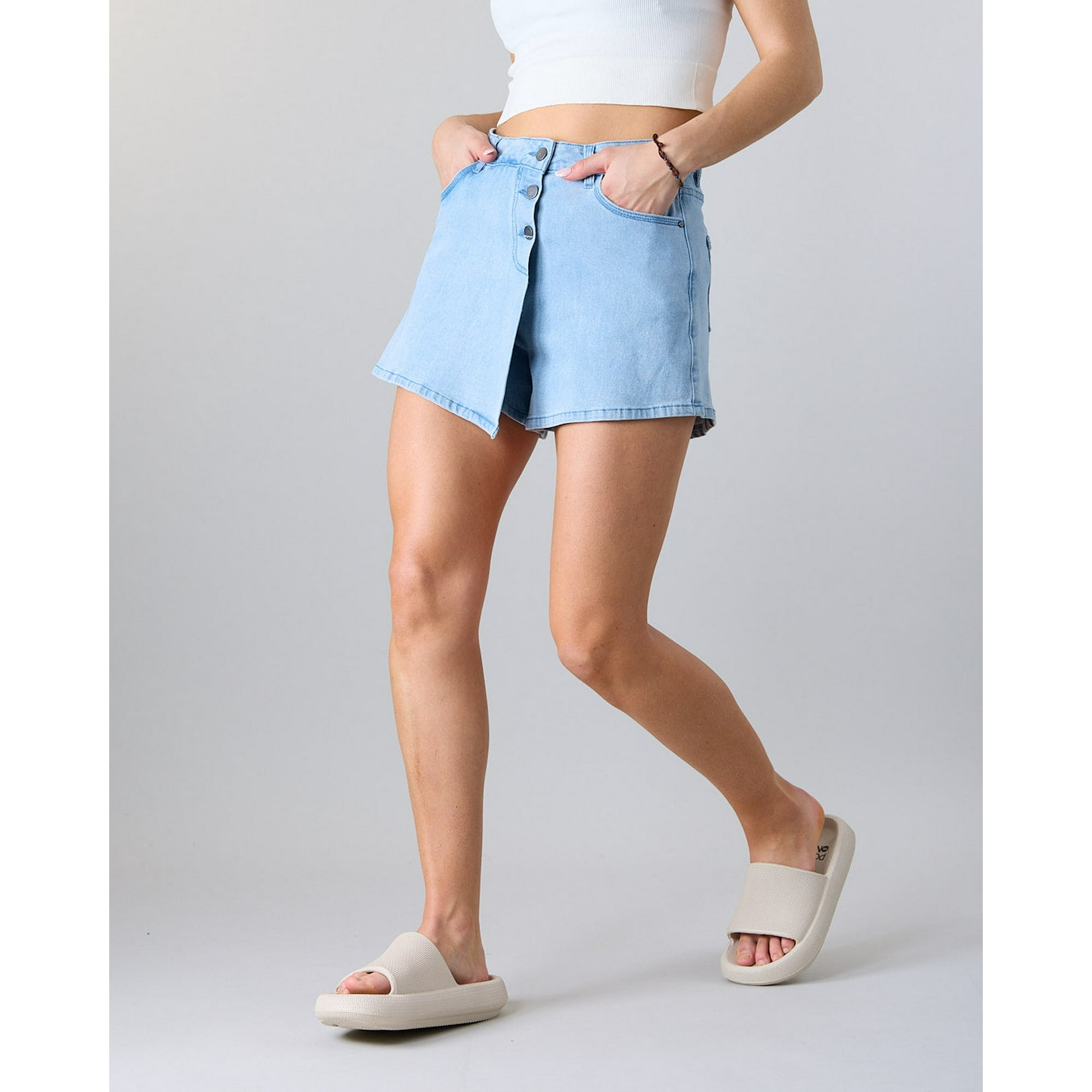 Falda Short Mujer Denim Celeste Polemic
