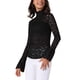 thumbnail image 4 of INSPIRE CHIC Top de Mujer con Encaje Floral y Malla Transparente Cuello Alto Casual XS Negro, 4 of 6