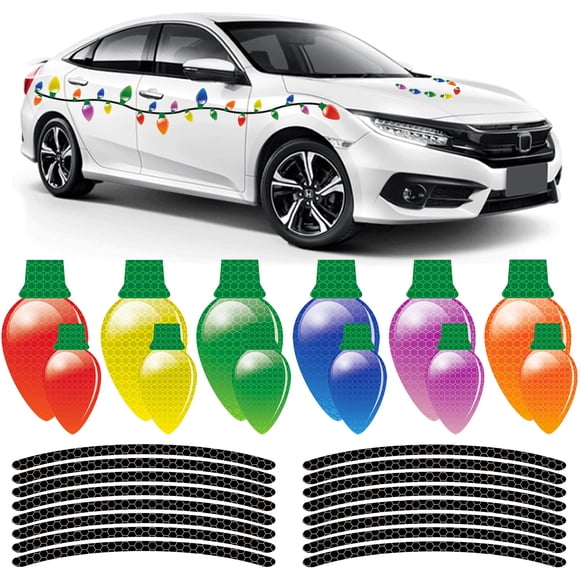 Imanes navideños para coche Tuzuaol reflectantes, 52 unidades, con cables