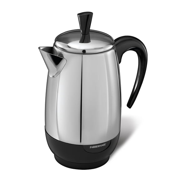 Percolador Farberware FCP280, 1,9 L, 8 tazas, acero inoxidable negro