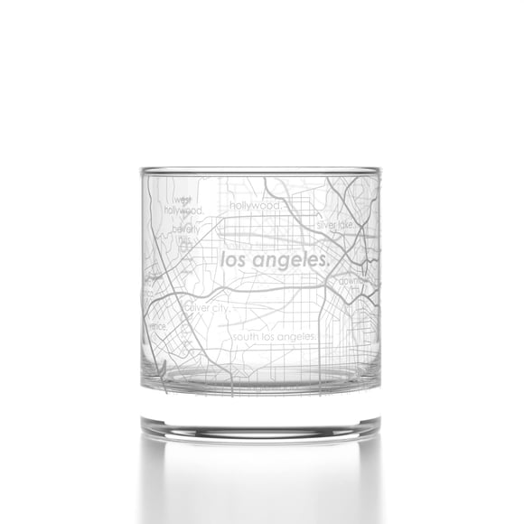 Vaso de Whisky Well Told Grabado con Mapa de Los Ángeles 325 ml