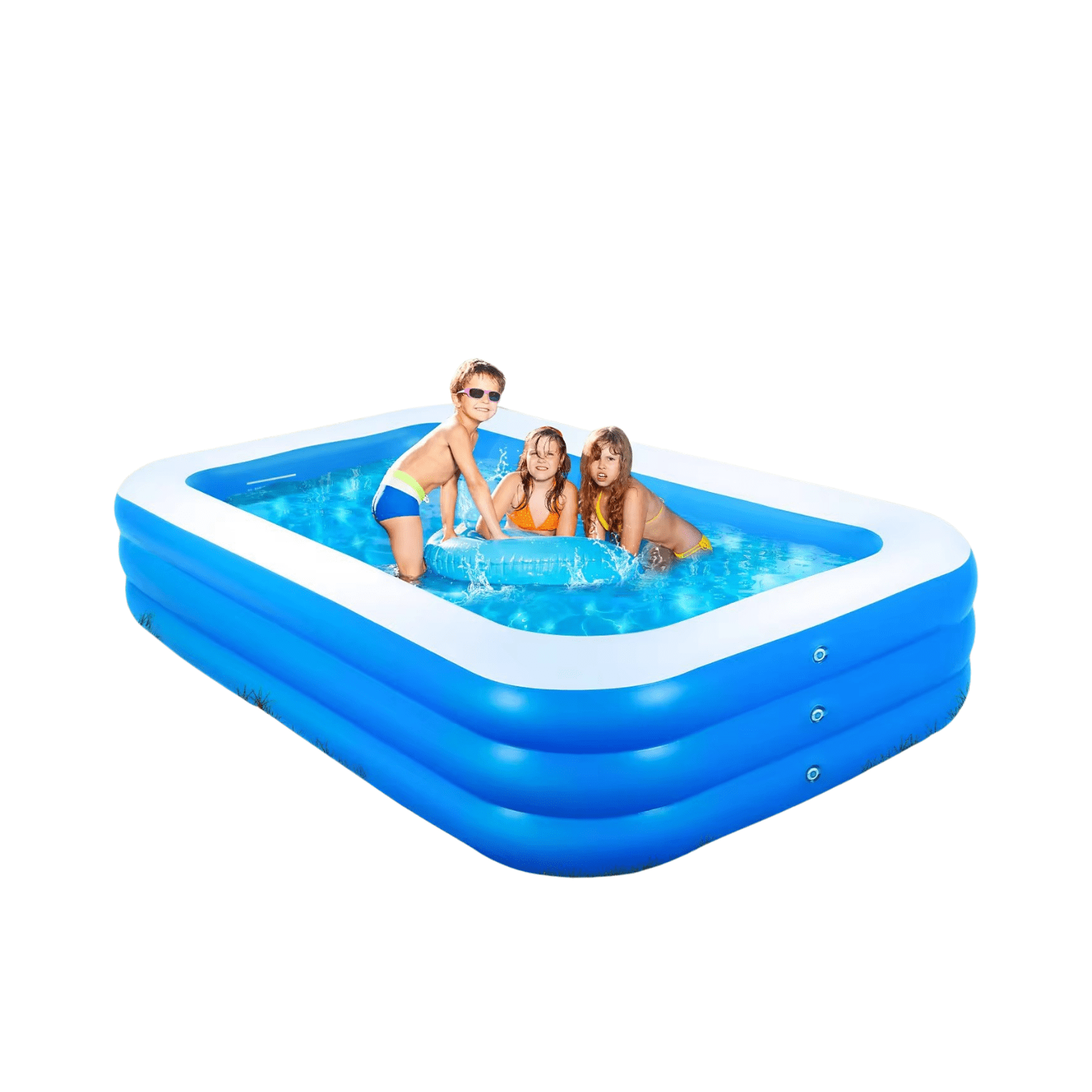 Genérico - Piscina Familiar Rectangular Hinchable 3 Anillos Gigantes