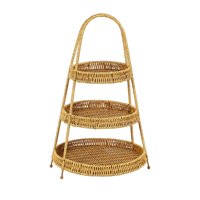 Magideal - Cesta De Mimbre De Imitación Rústica, Cesta De Aperitivos, Cesta De Almacenamiento Tejida, Cesta De Pan Con Asa Para Comedor, Parque, Playa, Camping 3 Niveles