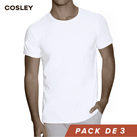 Poleras 100% Algodón Blancas Manga Corta Pack 3 Cosley
