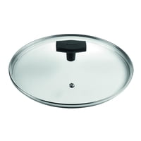 Ghidini - Tapa Vidrio Templado Borde Acero Inox C/Agujero De Vapor 20Cm