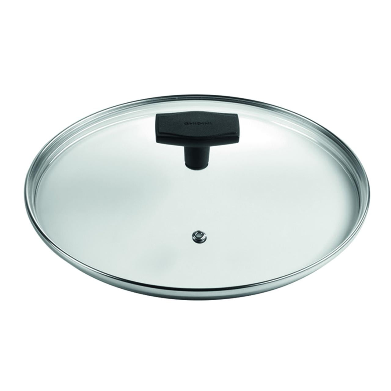 Ghidini - Tapa Vidrio Templado Borde Acero Inox C/agujero De Vapor 20cm