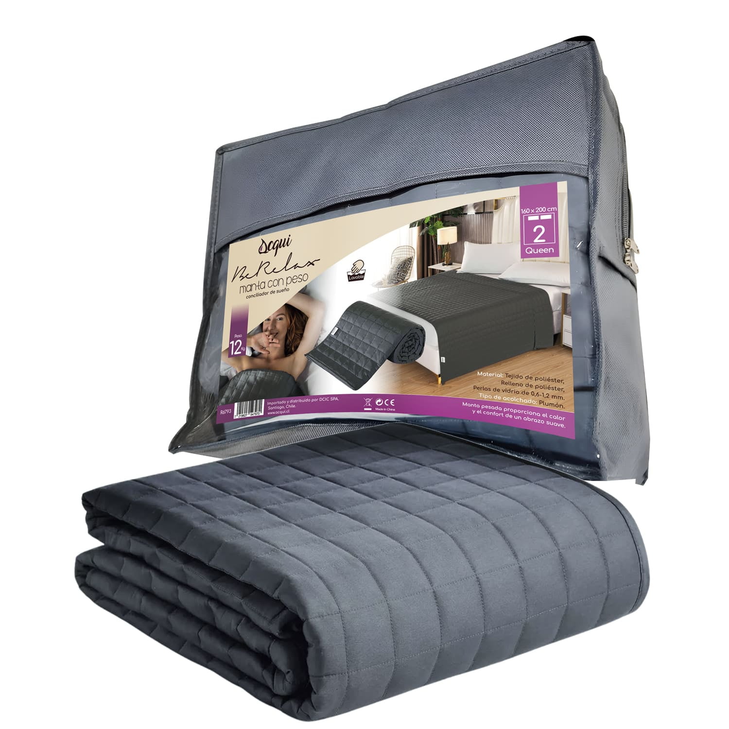 Manta De Gravedad Pesada Queen 12kg Trastorno Sueño Acqui