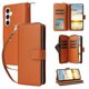 thumbnail image 5 of Funda Cartera con Cremallera y Correa para Samsung Galaxy S25 FE Soporte y Tarjetero Marrón, 5 of 5