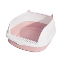 Ioensy - Caja De Arena Para Gatos De Cara Alta, Orinal Para Gatos, Inodoro Para Conejitos, Suministros Para Mascotas, Viaje, Rosa L