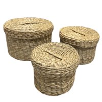 Bric - Canasto Organizador Fibra Natural Con Tapa