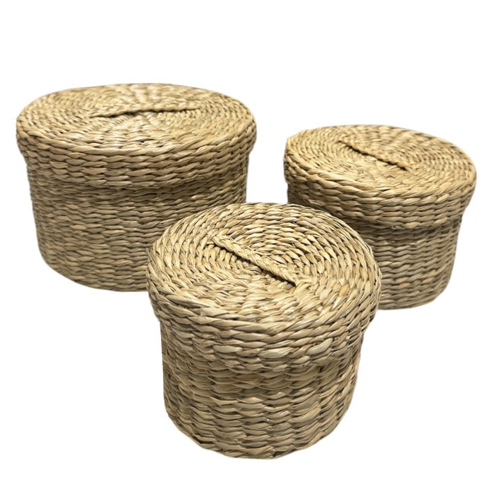 Bric - Canasto Organizador Fibra Natural Con Tapa