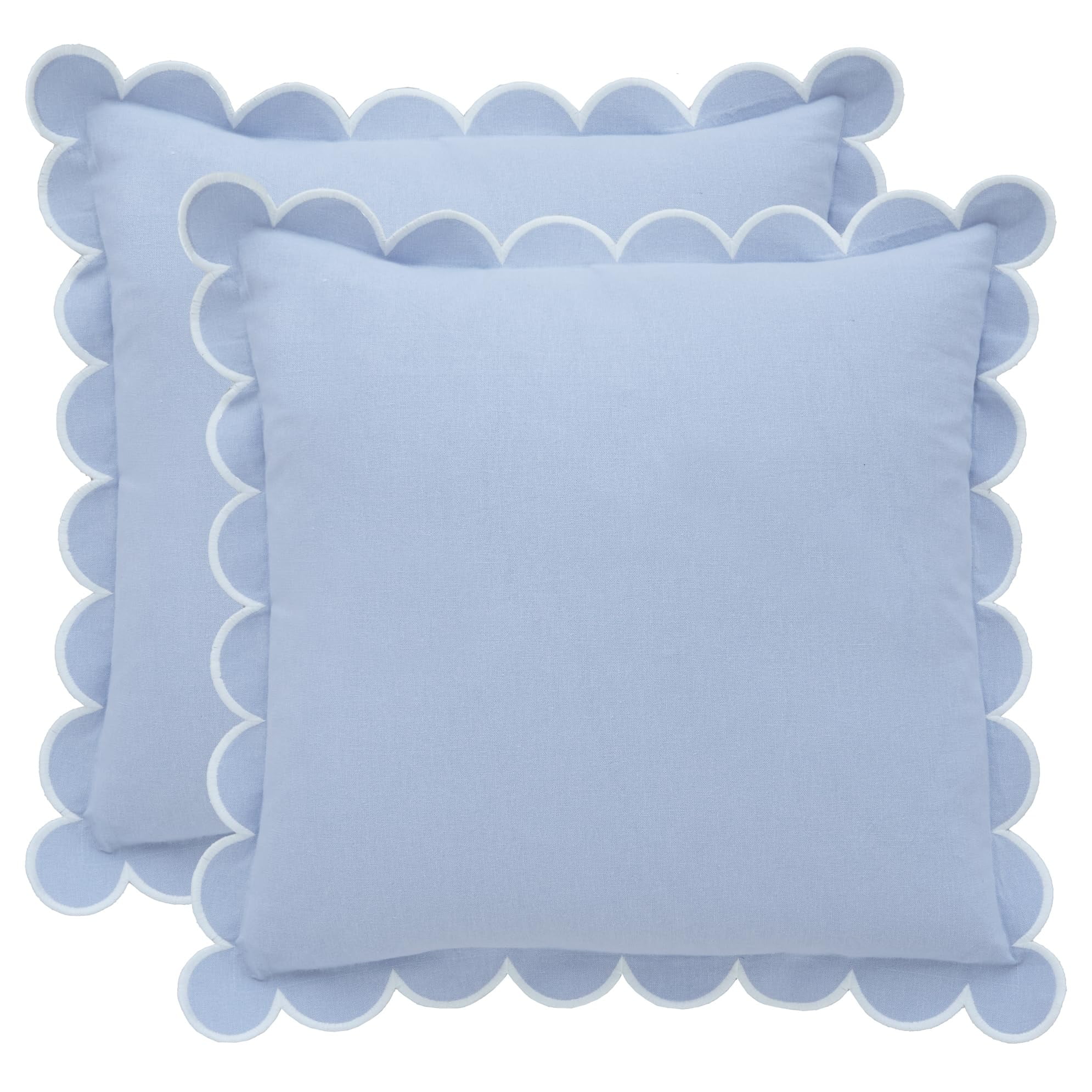 Funda De Almohada Bebe Bask Azul Festoneada, 100% Algodón, 45 X 45 Cm, Juego De 2
