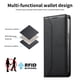 thumbnail image 5 of Funda tipo cartera con bloqueo RFID para iPhone 14 cubierta magnética de cuero con tapa y soporte Negro, 5 of 6