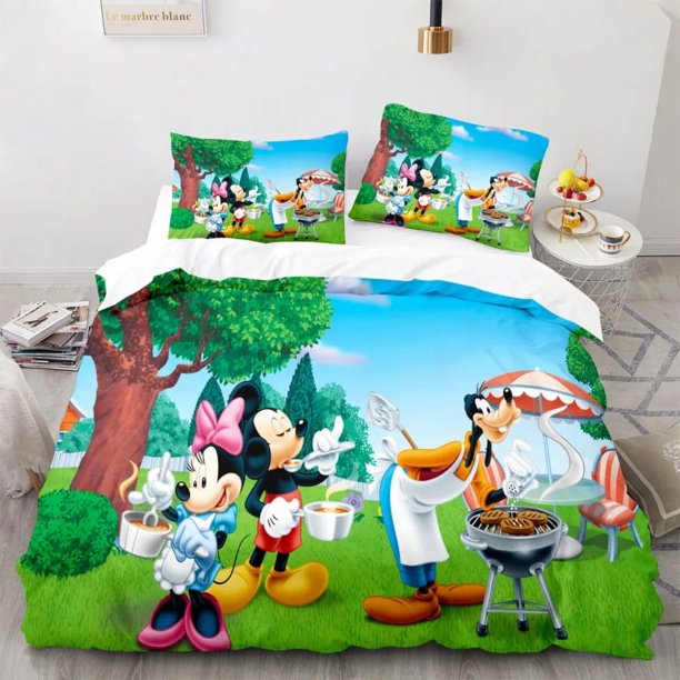 Boy & Girl Duvet Cover Gift, Mickey Mouse Duvet Cover Pillowcase, Cartoon Home Room Bedroom Bedding Set Queen Double Bed Bed Sheets