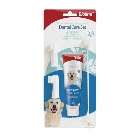 Set Cuidado Dental para Perros Bioline 4 Piezas
