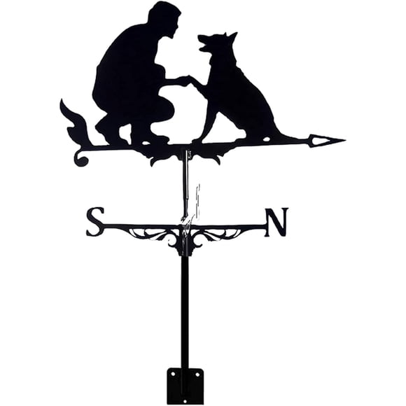 Veleta De Metal Con Soporte Para Techo Perro Y Hombre