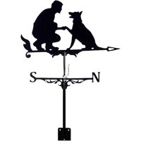 D&M - Veleta De Metal Con Soporte Para Techo Perro Y Hombre