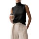 thumbnail image 2 of INSPIRE CHIC Chaleco de Suéter para Mujer Cuello Alto Sin Mangas Suave Chic Sólido en Capas Dobladillo Acanalado Jersey de Punto Top de Tanque Medio Negro, 2 of 6