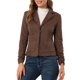 thumbnail image 1 of Blazer de Ante Sintético de Manga Larga con Solapa para Mujer de INSPIRE CHIC para Uso Casual y Formal M Marrón, 1 of 8