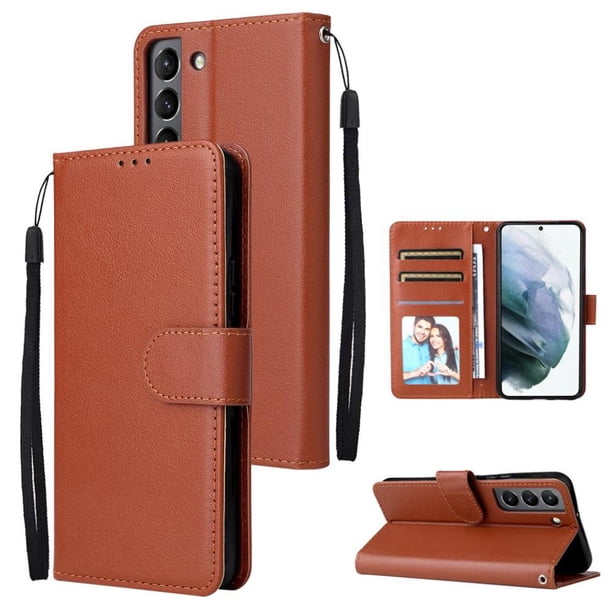 Funda Cartera para Samsung Galaxy S22 5G con Tarjetero, Soporte y Cordón - Protección Marrón