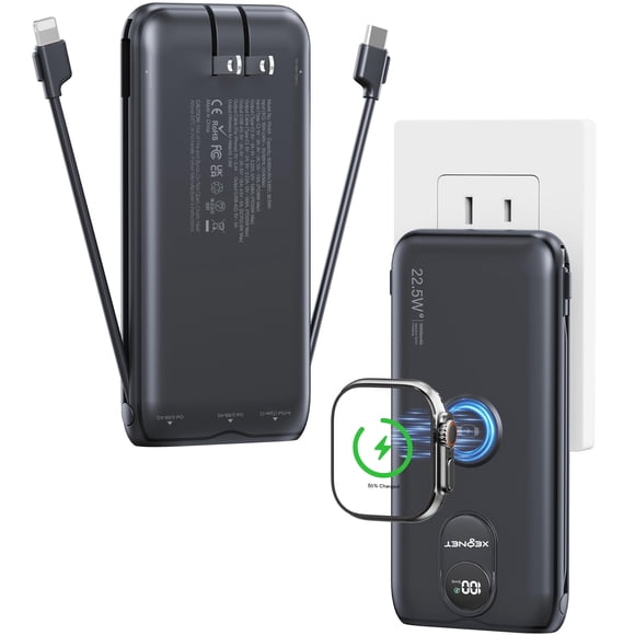 Cargador portátil XEGNER de 10000 mAh y 22.5 W con cables