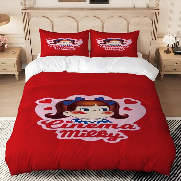 3pcs Peko And Cinema Milky Themed Bedding Set with a Warm Design