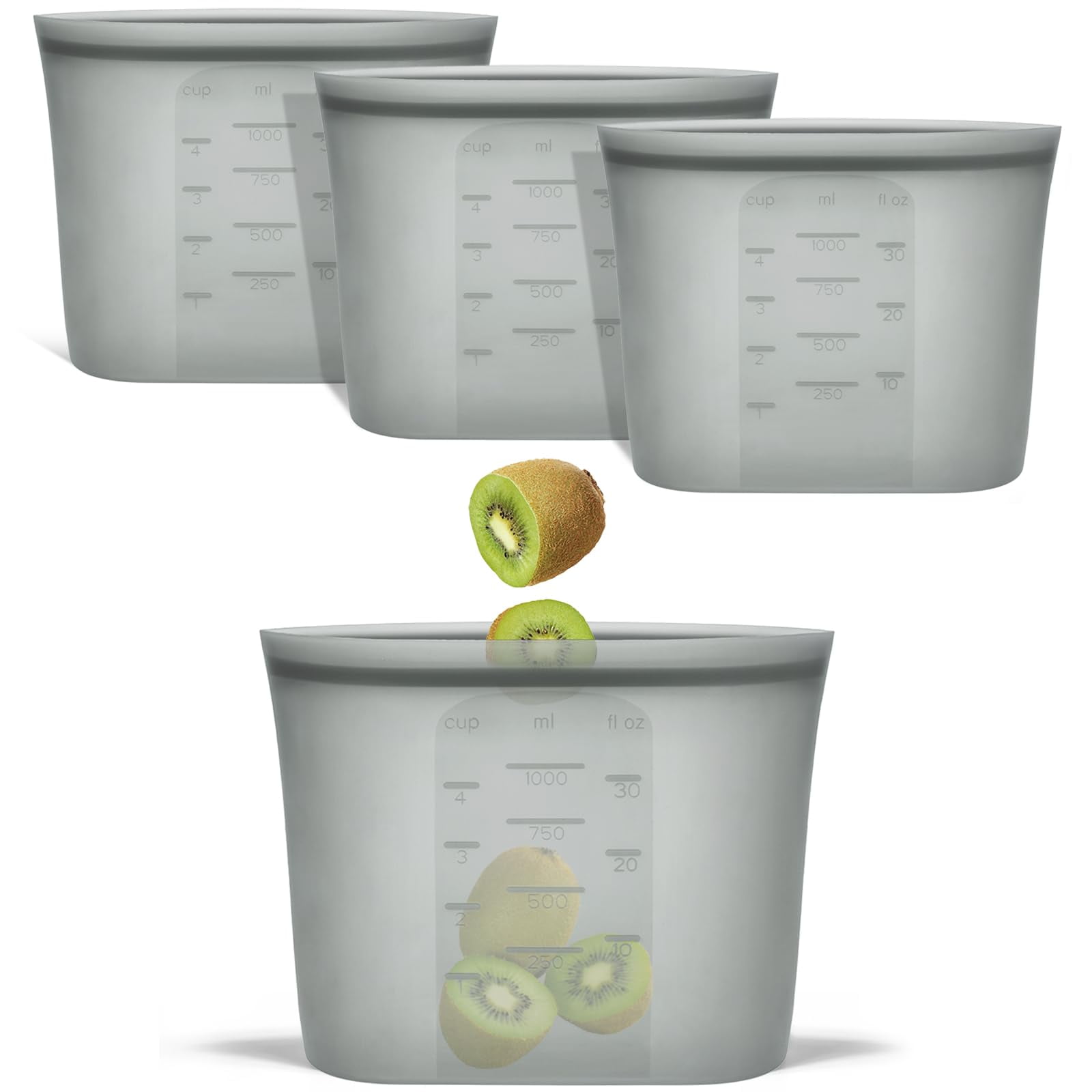 Bolsas De Almacenamiento Reutilizables Annaklin, Tamaño Cuarto De Galón, 100% Silicona, 1 Litro