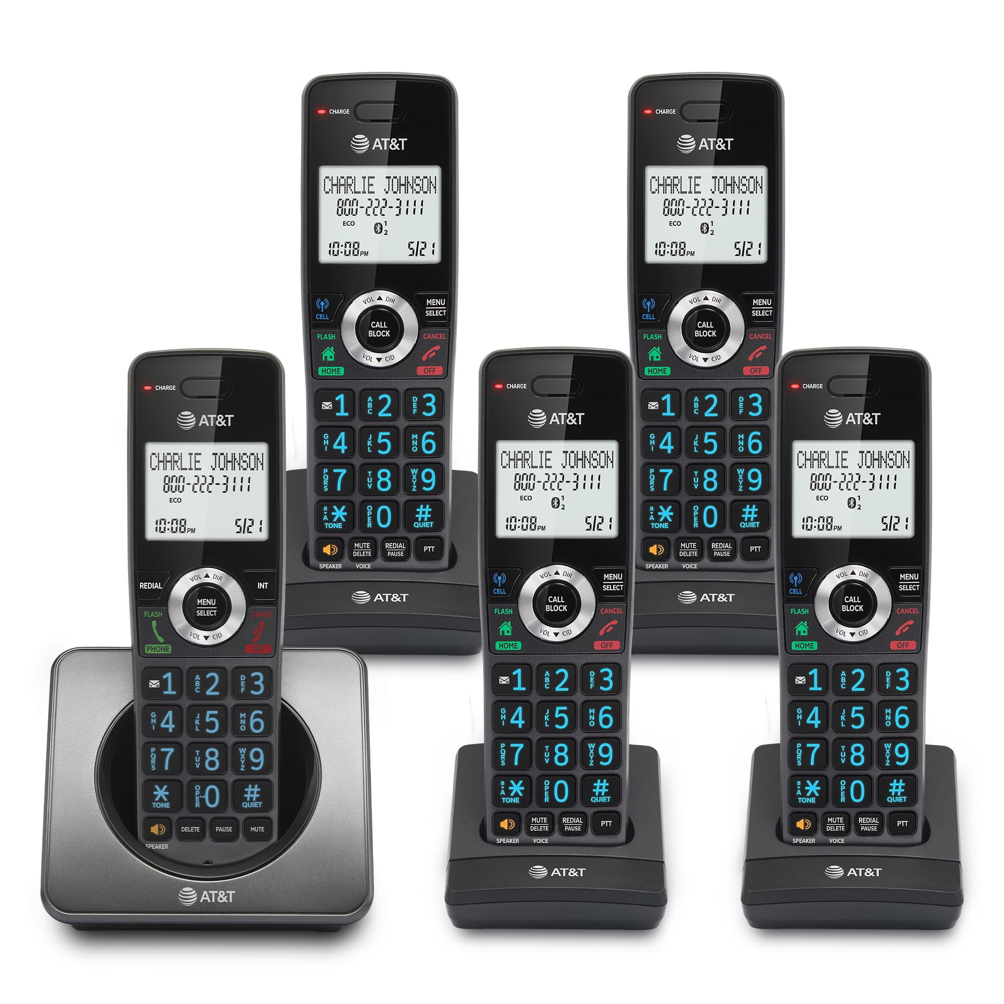Teléfono Residencial Inalámbrico At&t Gl2101-5 Dect 6.0 De 5 Auriculares