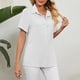 thumbnail image 4 of Camisa blanca L con botones para mujer, color puro, manga corta, transpirable, informal, para trabajar, 4 of 7