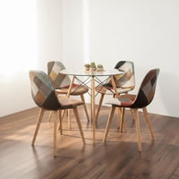 Pandalino - Comedor Redondo Mesa Elida 80Cm + 4 Silla Patchwork Da Vinci