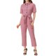 thumbnail image 2 of INSPIRE CHIC Mono de regreso a clases para mujer, manga corta, con cuello, botones, cintura ajustable, algodón, cargo, XS, rosa, 2 of 7