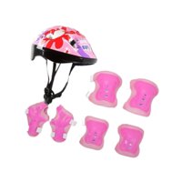 Magideal - 7Pcs/Set Casco Para Bicicletas Para Niños Ligero Resistente A La Resistencia De Los Equipos De Amortiguadores Respirables Protector De La Adolescencia Rosa